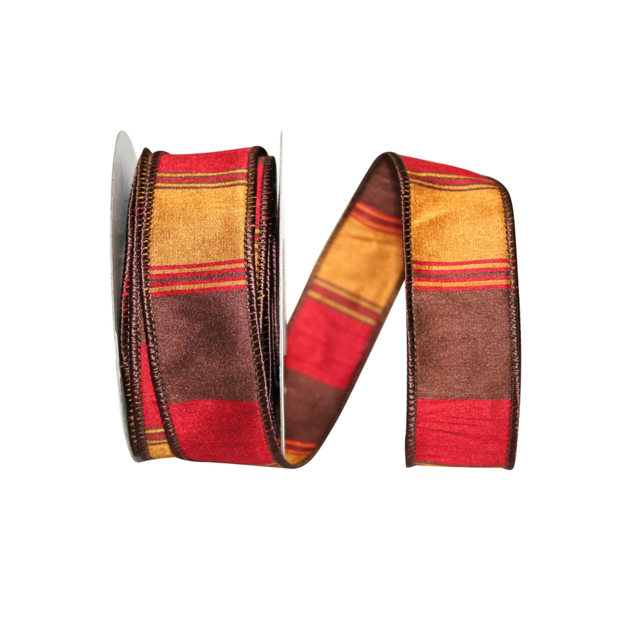 JAM Paper 1.5" x 10yd. Multicolor Wired Stripe Dupioni Dusk Ribbon